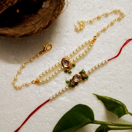 Vibrant Acrylic Beads, Kundan Rakhi for Special Bonds